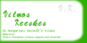 vilmos kecskes business card